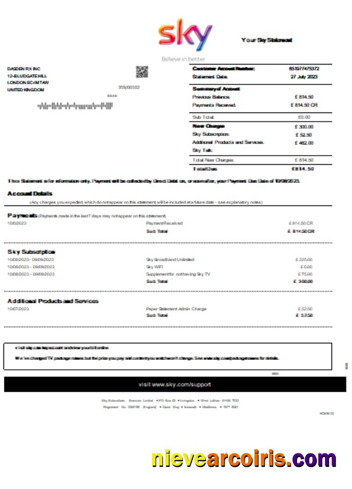 Sky utility business bill